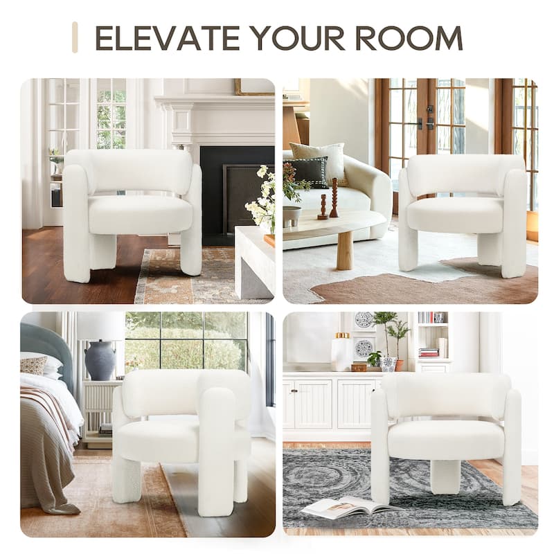Modern Velvet Barrel Accent Chair - 3-Leg Design for Living Room, Bedroom