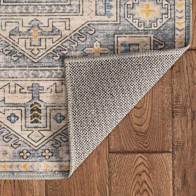 Parson Machine Washable Grey and Beige Area Rug
