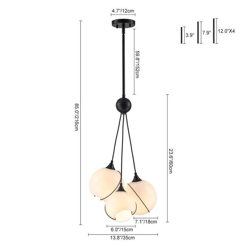 Classic Elegant Milky White Glass Globe Cluster Chandelier