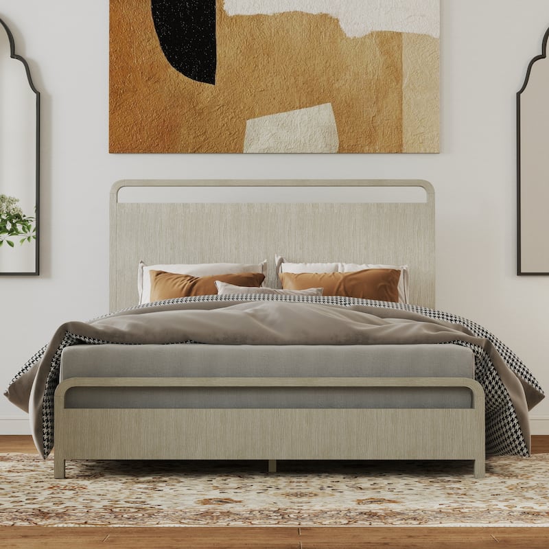 Roundhill Furniture Tavari 5-Piece Bedroom Set with Panel Bed, Dresser, Mirror, Nightstand, and Chest in Light Gray