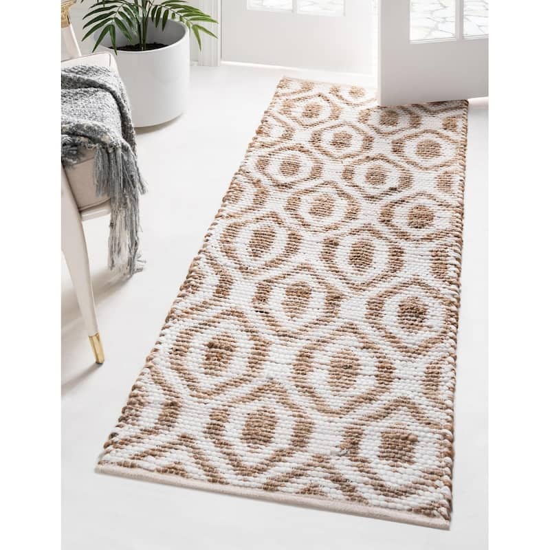 Braided Dosa Collection Area Rug - 2'x3' - White-Natural