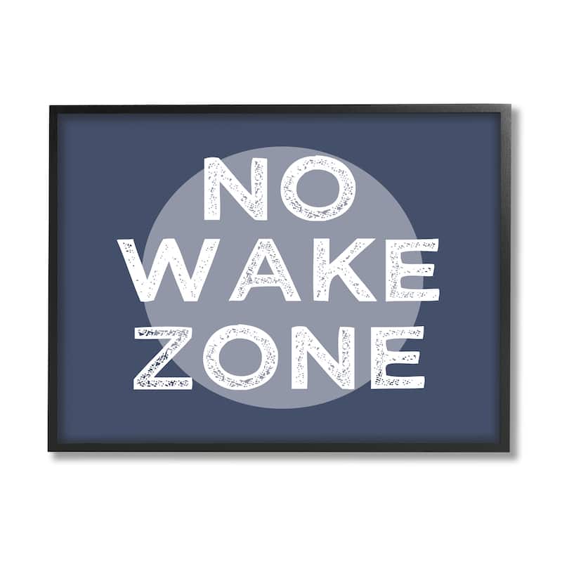 Stupell No Wake Zone Circular Background Grunge Textured Words Framed Wall Art, Design by Daphne Polselli - Blue - 30 x 24 - Black