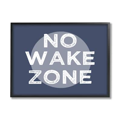 Stupell No Wake Zone Circular Background Grunge Textured Words Framed Wall Art, Design by Daphne Polselli - Blue