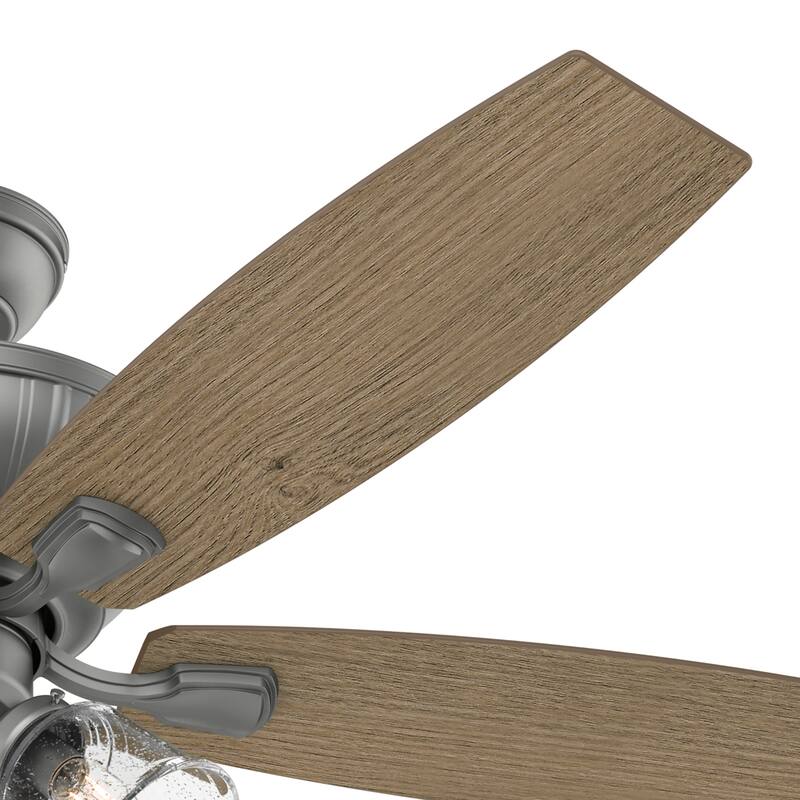 Hunter 52" Doncaster Matte Silver Indoor Ceiling Fan with LED Light Kit and Pull Chain - Traditional Style with Edison Bulbs