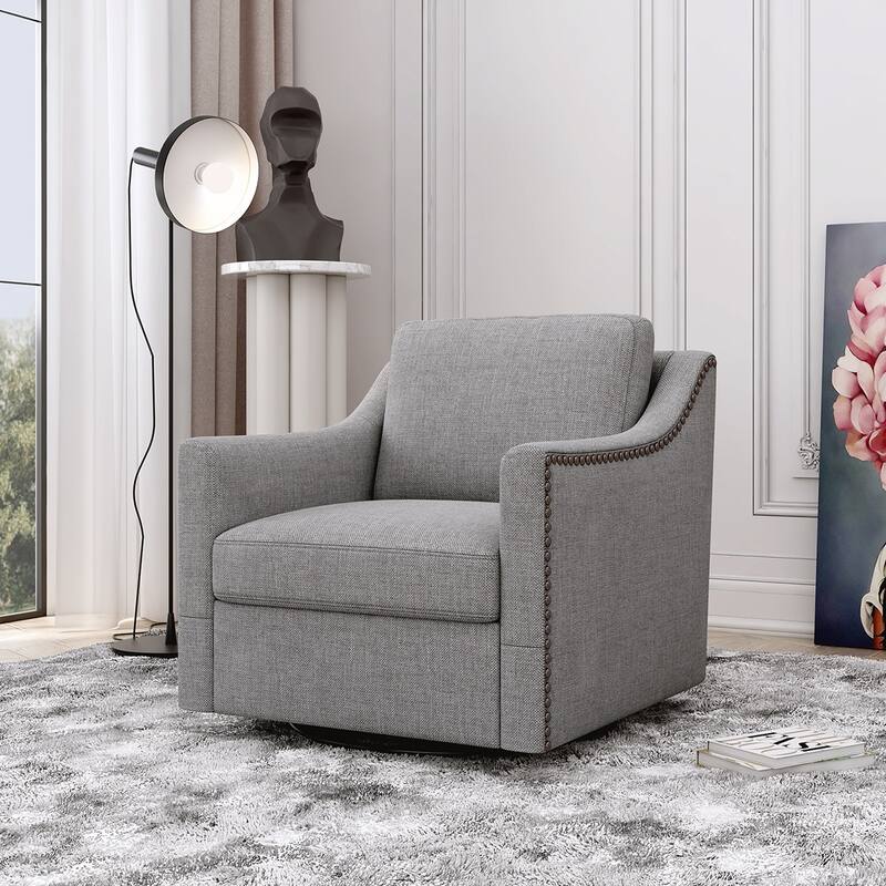 360 Degree Swivel Linen Armchair