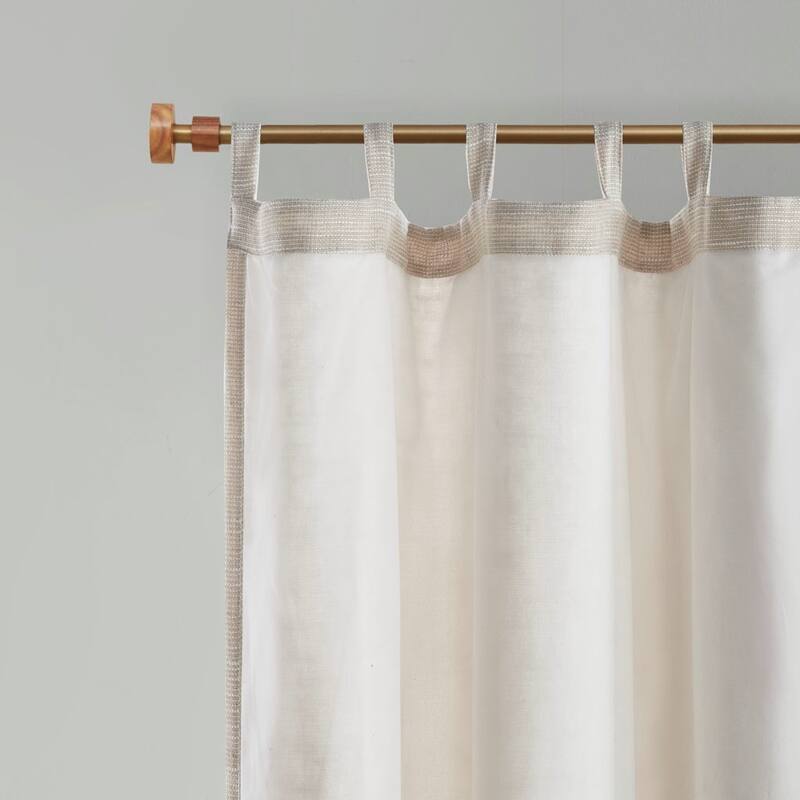 Faux Linen Tab Top Fleece Lined Curtain Panel - Natural
