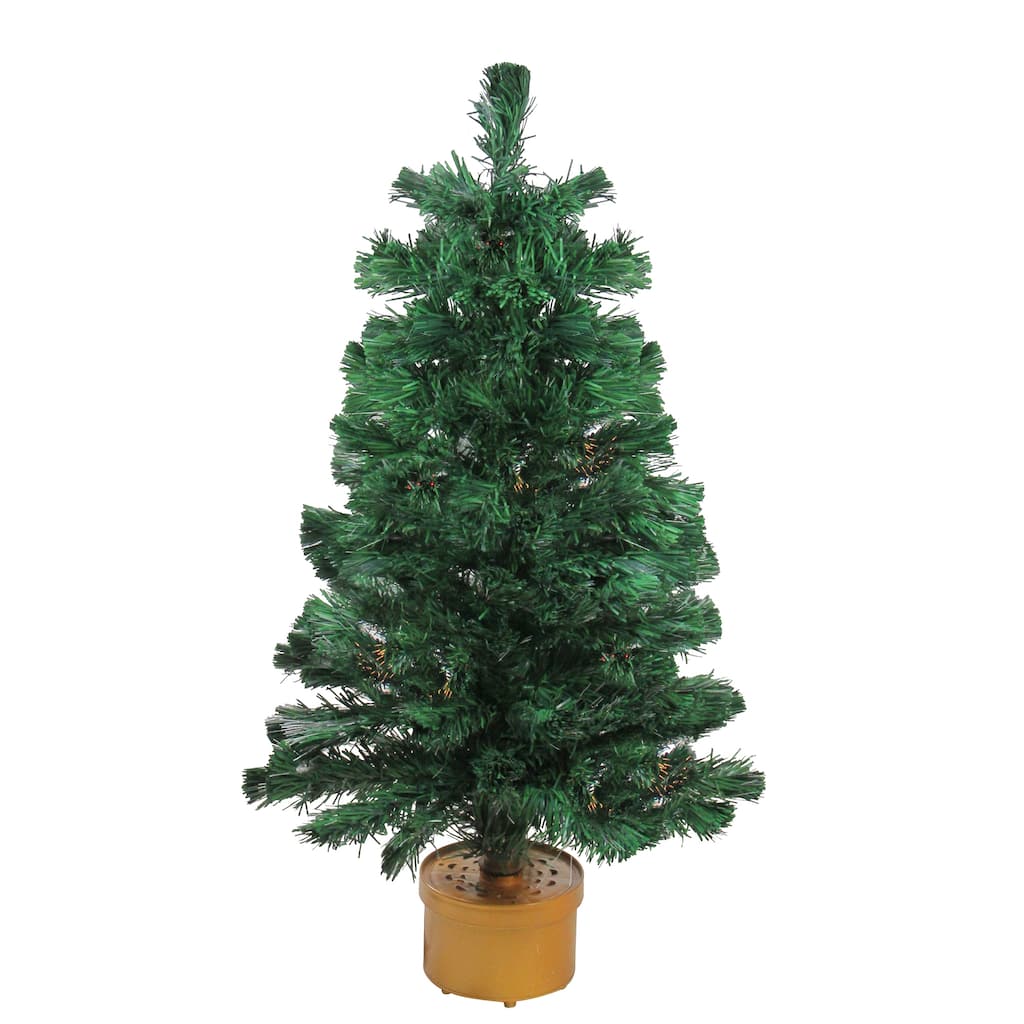 Pre-Lit Color Changing Fiber Optic Artificial Christmas Tree - 3' - Multi-color Lights - 3 Foot