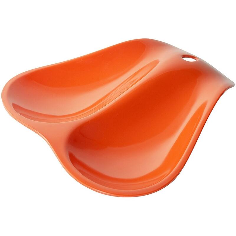 Hutzler Twin Double Melamine Spoon Rest - Sleek Design Holds 2 Large Spoons - Orange