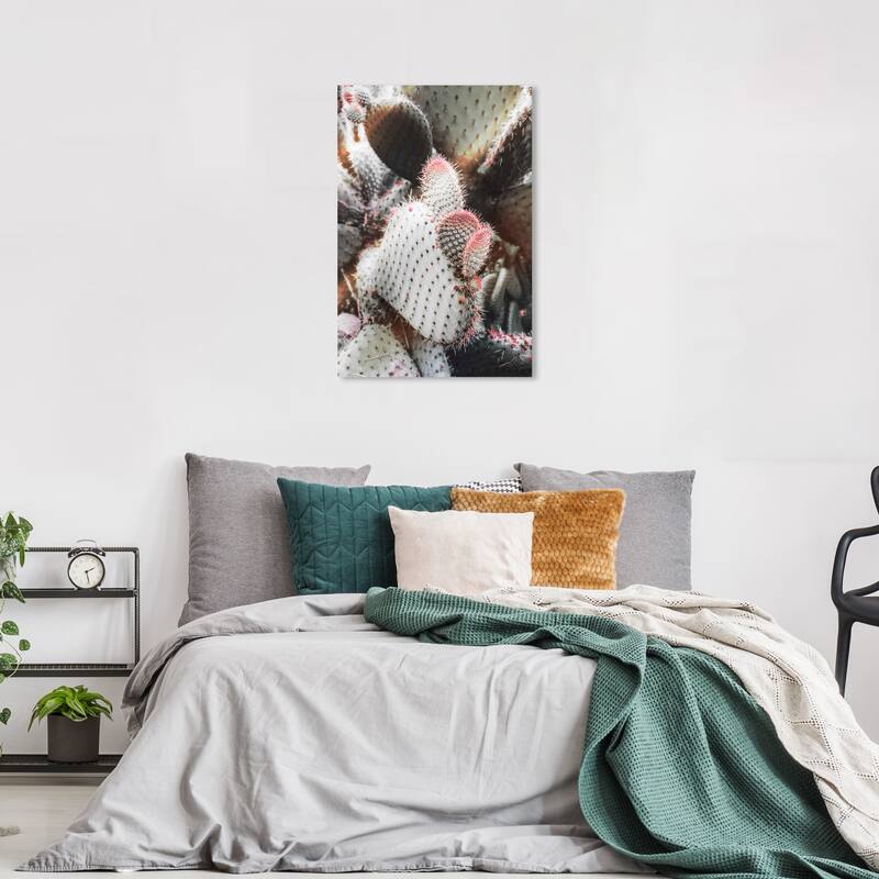 Wynwood Studio Canvas Floral and Botanical Prickly Pears Plants Green and Hot Pink Modern & Contemporary Wall Art Canvas Print - 36 x 24