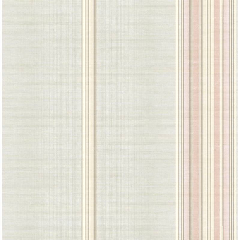 Seabrook Designs Vesper Stripe Unpasted Wallpaper - 20.5 in W x 33 ft. L - Metallic Smoke & Bubblegum