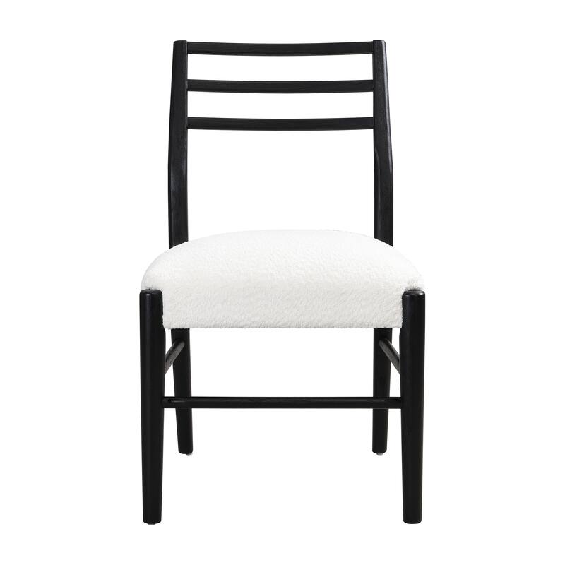 Farmhouse Woodern Frame Upholstered Armless Dining Chair with Lader Back(Set of 2)