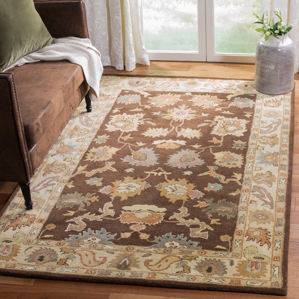 slide 2 of 46, SAFAVIEH Handmade Bergama Ressie Oriental Hand-spun Wool Rug 5' x 8' - Brown/Ivory - Rectangle
