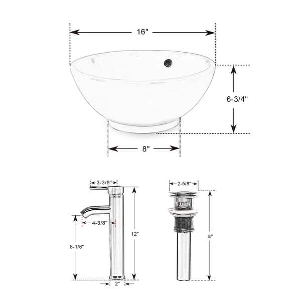 dimension image slide 3 of 10, 36" Brown Bathroom Vanity Set with Side Cabinet Mid-Century Vanity with Sink & Faucet