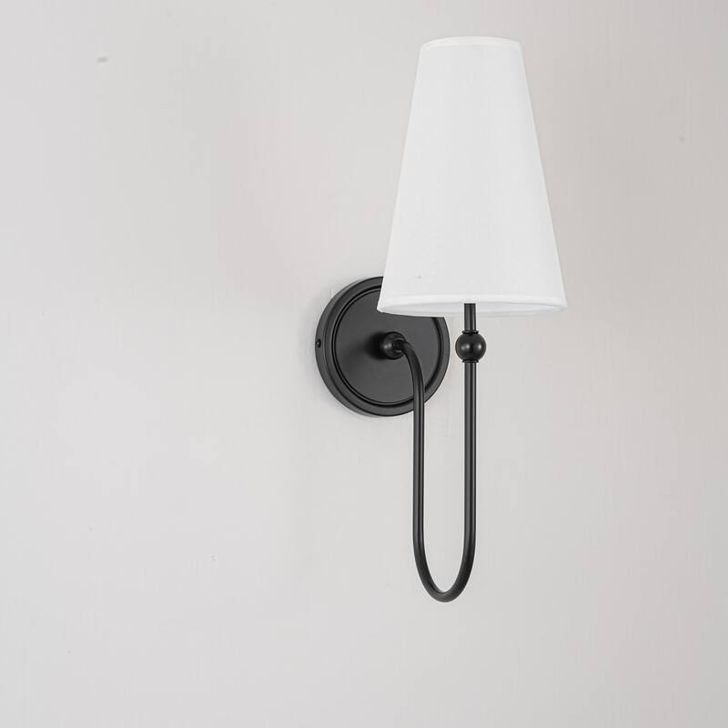 1-Light Gold/Black Finish Fabric Wall Sconce for Bedroom