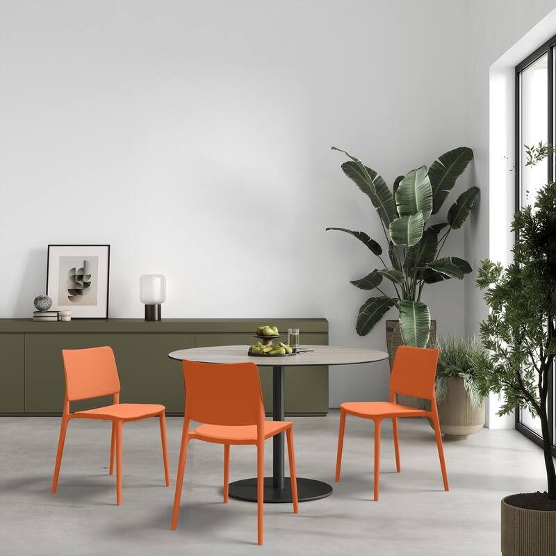 WRGHOME Modern Stacking Patio Dining Side Chair Indoor/Outdoor (Set of 2) - 31.30'' H X 19.29'' W X 21.06'' D
