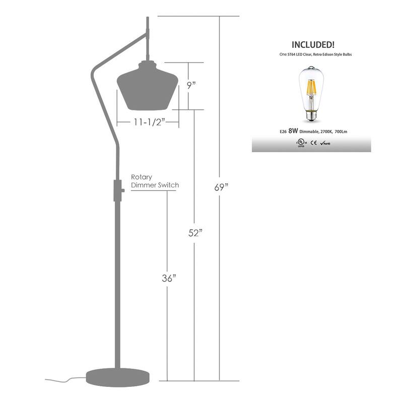 Café 69"H Glass Shade Floor Lamp