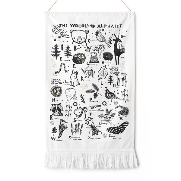 slide 2 of 4, Wee Gallery Printed Tapestry - Woodland Animal Alphabet