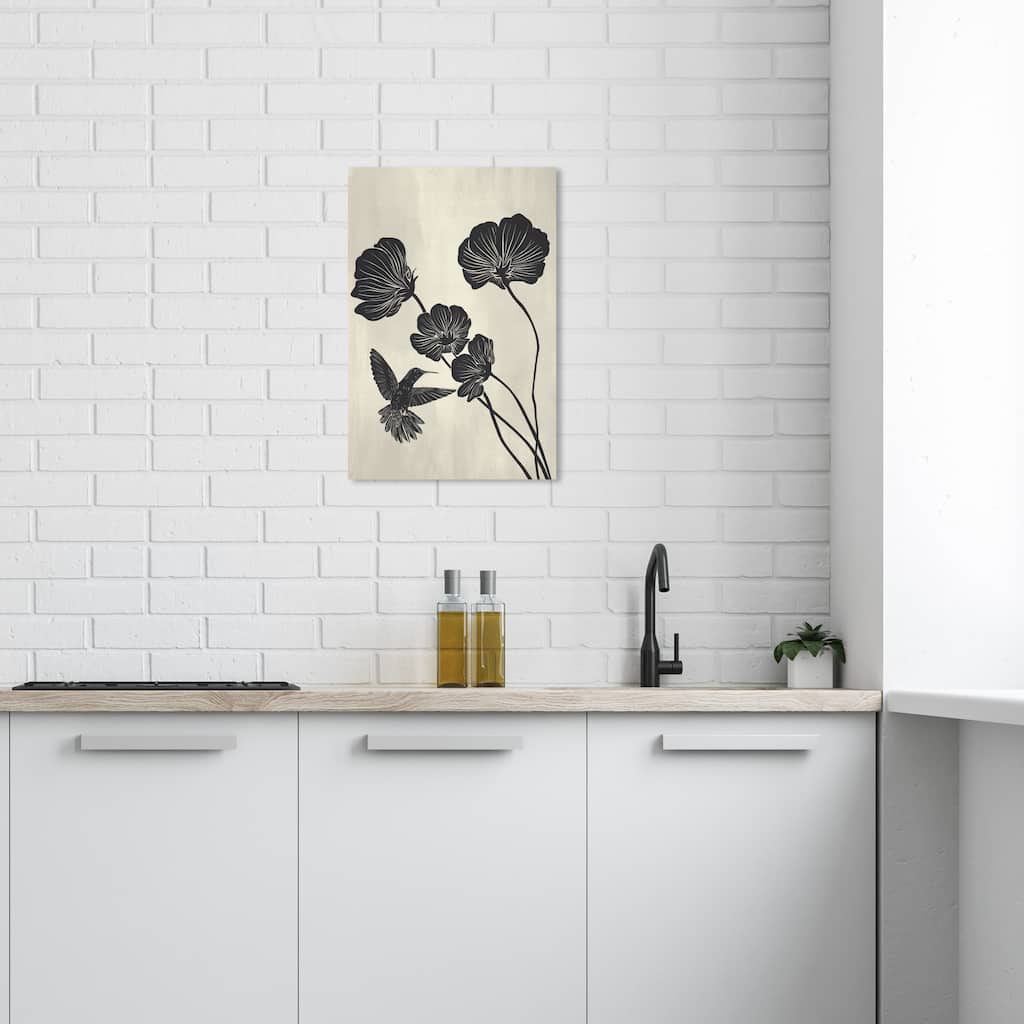 Wynwood Studio Canvas Floral and Botanical Nectar s Harvest Black and Pastel Black Modern & Contemporary Wall Art Canvas Print