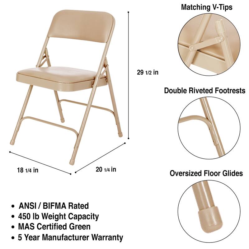 4 Pack Hampden Furnishings Bernadine Collection Vinyl Padded Folding Chair