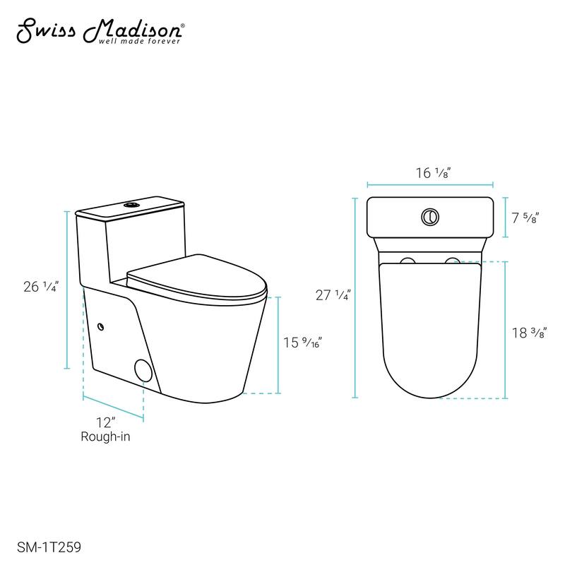 Arles One-Piece Elongated Toilet Vortex Dual-Flush 1.1/1.6 gpf