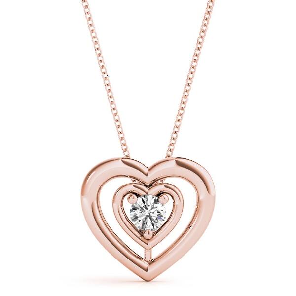 14kt Gold 0 11 Ct Round Solitaire Heart Diamond Pendant Necklace Amcor Design Overstock