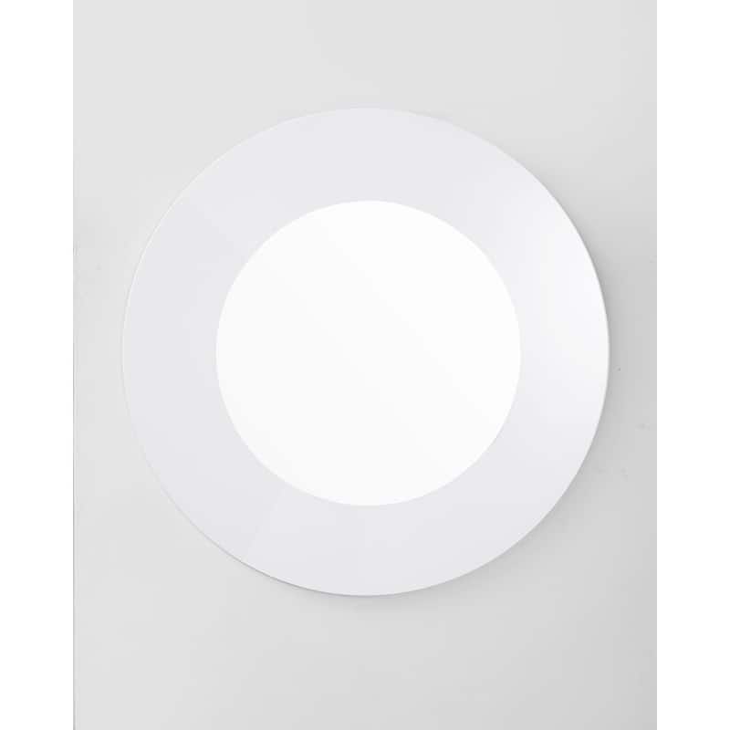HomeRoots 40" White Round Wood Framed Accent Mirror