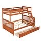 preview thumbnail 42 of 71, Elegant Twin-Over-Full Wooden Bunk Kids Bed with Ladders,Drawers