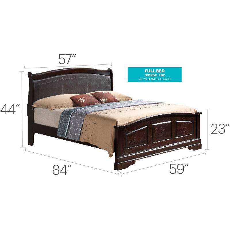 Cappuccino Full Bed with Sturdy Frame and Classic Appeal, Elegant Bedroom Furniture for Lasting Comfort and Style