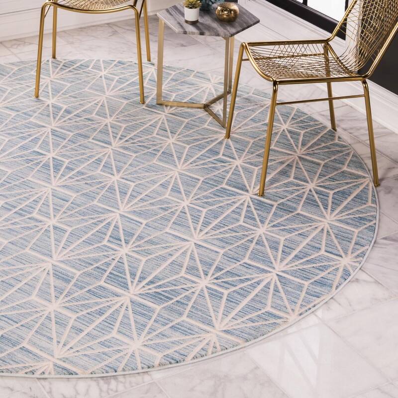 Contemporary Richye Collection Area Rug - Blue - 5'3" Round