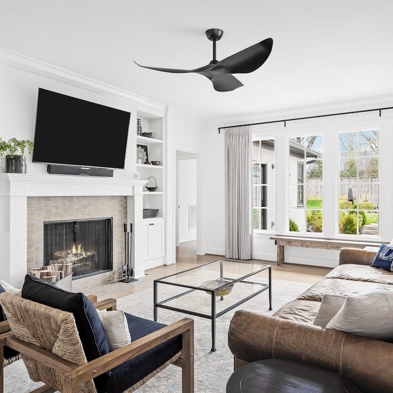 New Arrival 38-Inch Black Ceiling Fan No Light 3 ABS Blades Powerful DC Motor 1/4/8H Timer Living Room Bedroom Study Room