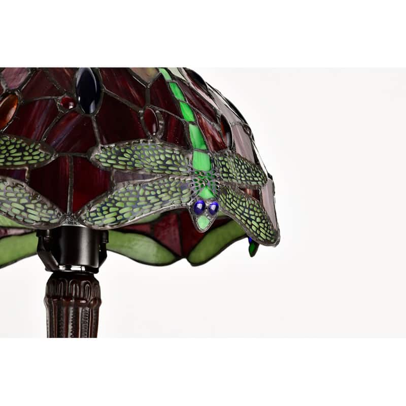 Tiffany-style Purple/Red Dragonfly Lamp
