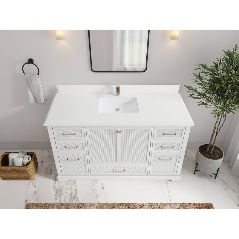 Willow Collections 60 in. W x 22 in. D Alys Single Sink Bathroom Vanity with Countertop - 1.5"White - White