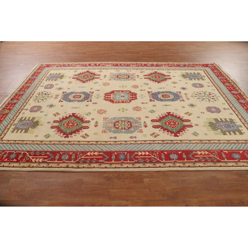 Traditional Kazak Area Rug Hand-Knotted Wool Carpet - 7'0" x 9'11"