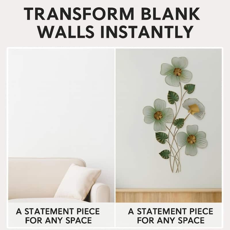 Aria Home 3D Daffodil Wall Art Vertical Floral Metal Sculpture Decor