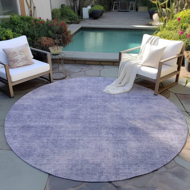 Machine Washable Indoor/ Outdoor Simple Solid Chantille Rug - Purple - 8' x 8'