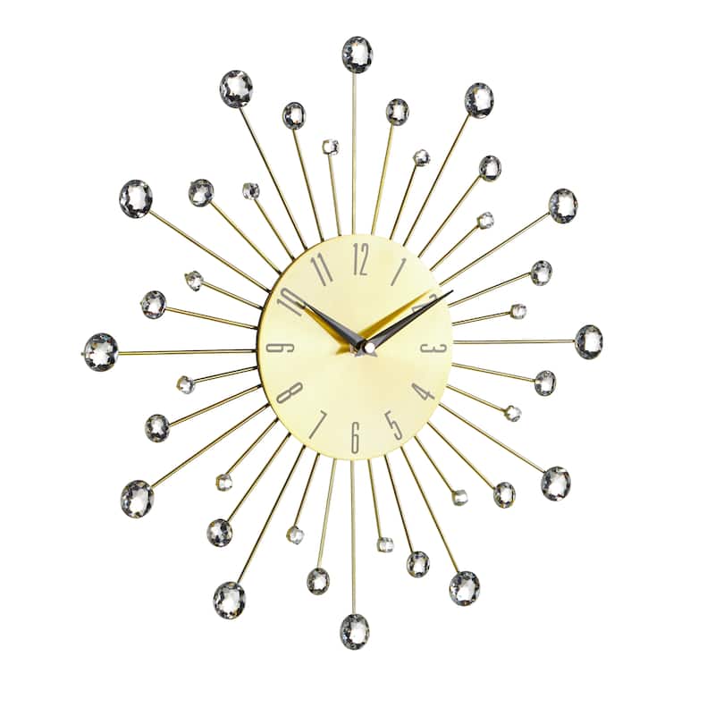Gold / Copper / or Silver Iron Metal Starburst Sun Glam Wall Clock