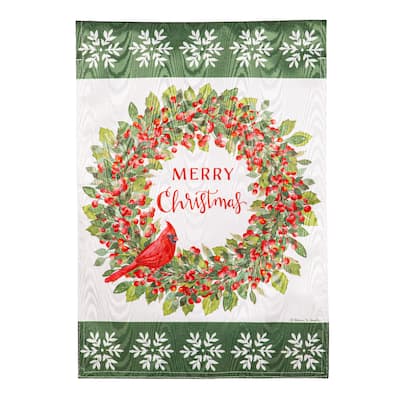 12.5 in. x 18 in. Christmas Cardinal Moire Garden Flag - Multicolor