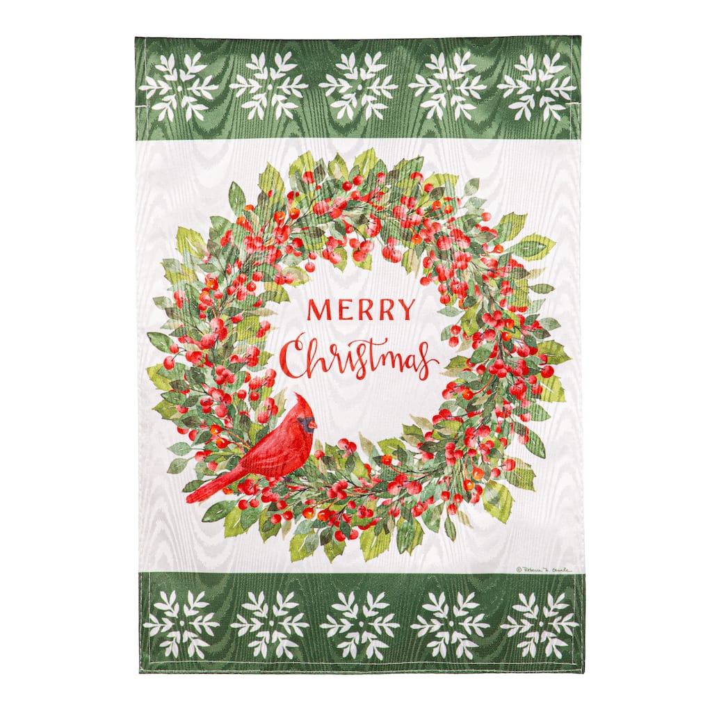 12.5 in. x 18 in. Christmas Cardinal Moire Garden Flag - Multicolor