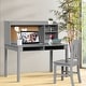 preview thumbnail 16 of 26, Kids Desk and Chair Set Study Writing Desk with Hutch and Bookshelves - 44" x 24" x 43.5" (L x W x H)