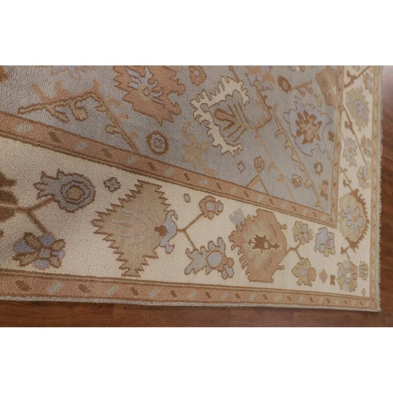 Gray Oushak Indian Area Rug Handmade Wool Carpet - 9'0"x 11'7"