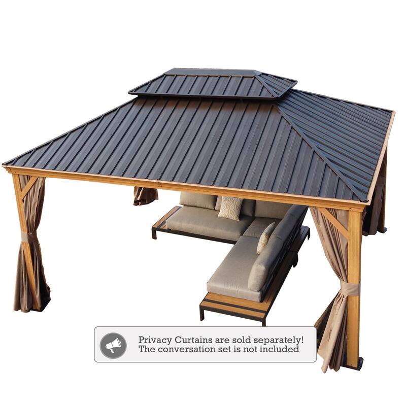 Kozyard Apollo Wood-look Aluminum Hardtop Gazebo