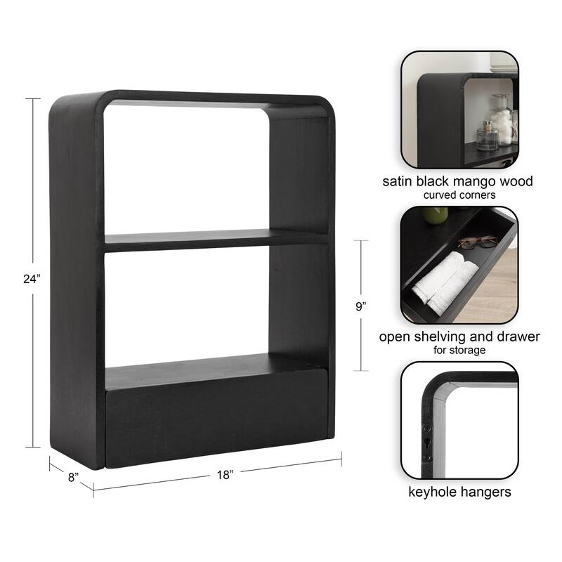 Kate and Laurel Kato Wall Shelf with Drawer