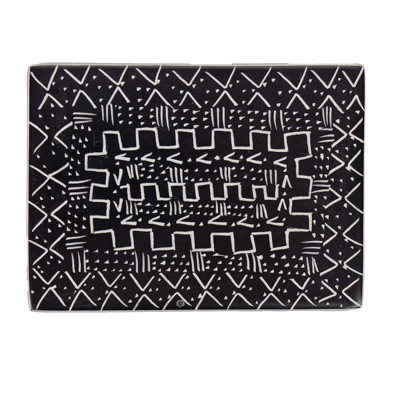 Soapstone Carved Box, Tribal Etching