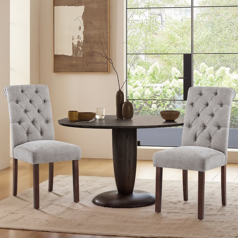 Tufted Parsons Dining Side Chairs ,Upholstered Fabric Dining Chairs Kitchen Chairs with Padded Seat(Set Of 2) - set of 2