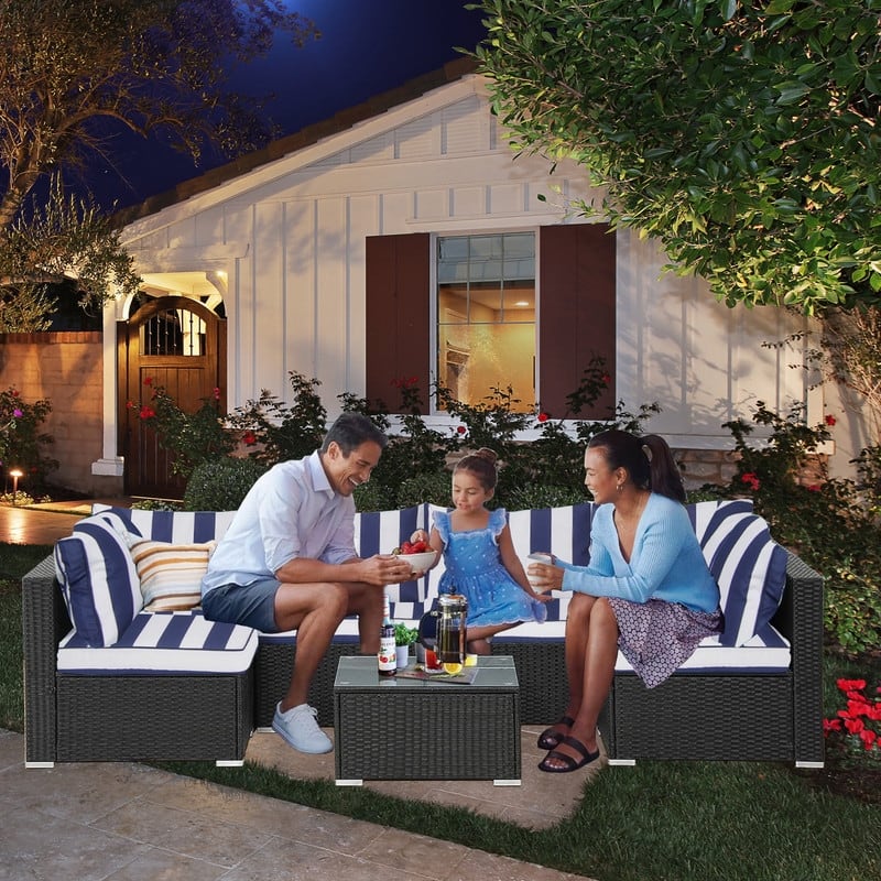 14pcs Outdoor Couch Cushions,4" Waterproof Sectional Rattan Conversation Set Cushions(Only Cushions+Covers,No Sofa) - 14PCS