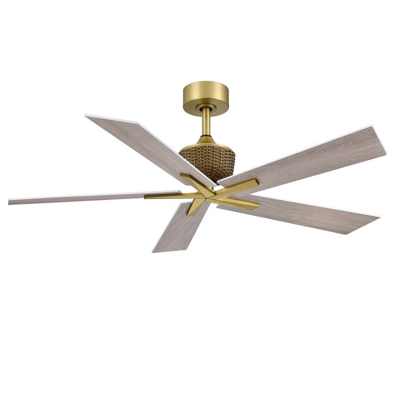 52" Modern Gray 5-Blade Reversible Indoor Outdoor Ceiling Fan with Remote, No Light