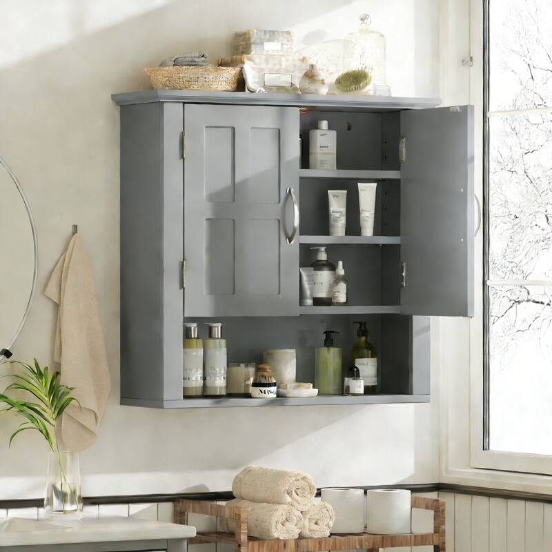 Bathroom Wall Storage Cabinet, Multi -functional Wall Mounted Cabinet with Adjustable Shelves, Medicine Cabinet