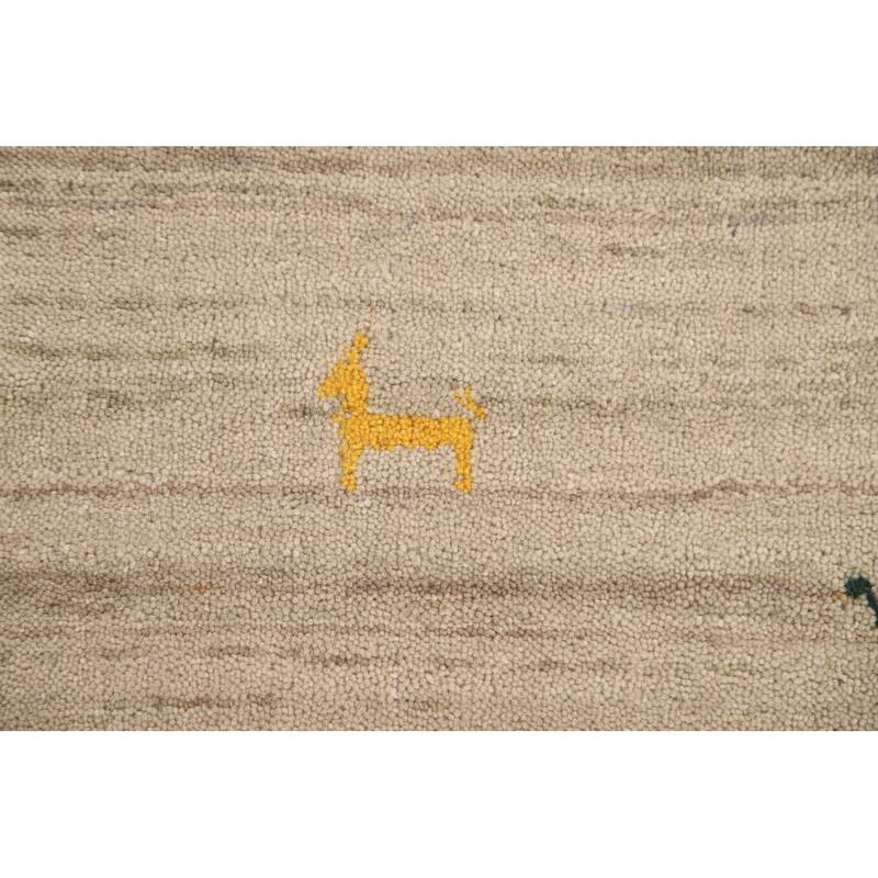 Gabbeh Accent Rug Hand-Knotted Contemporary Wool Carpet - 3'0" x 4'10"