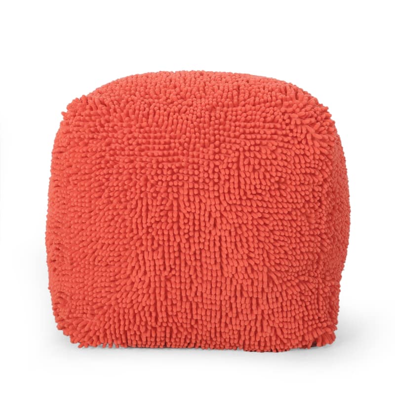 Moloney Modern Microfiber Chenille Square Pouf by Christopher Knight Home
