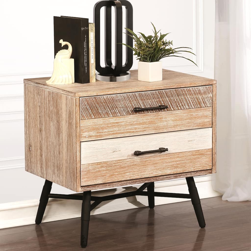 Mid-Century Industrial Design 2-Drawer Nightstand/ Accent Table